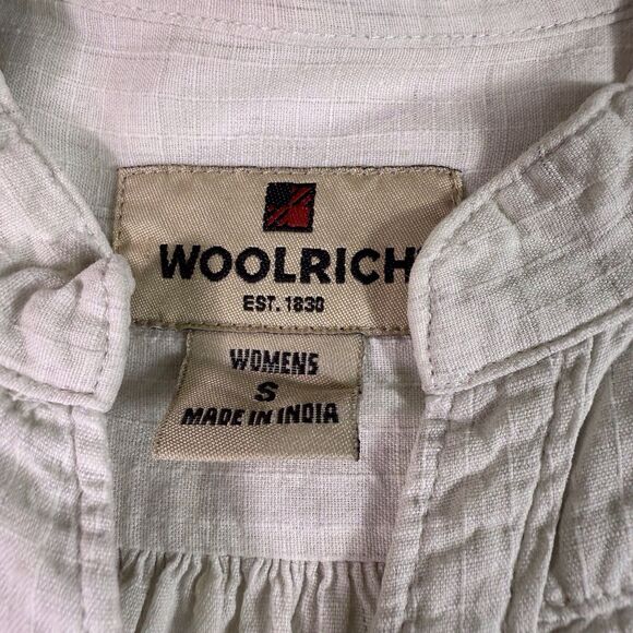 Woolrich Woman's Size S Long Sleeve Ivory Cotton Button Front Stitching - Picture 6 of 11